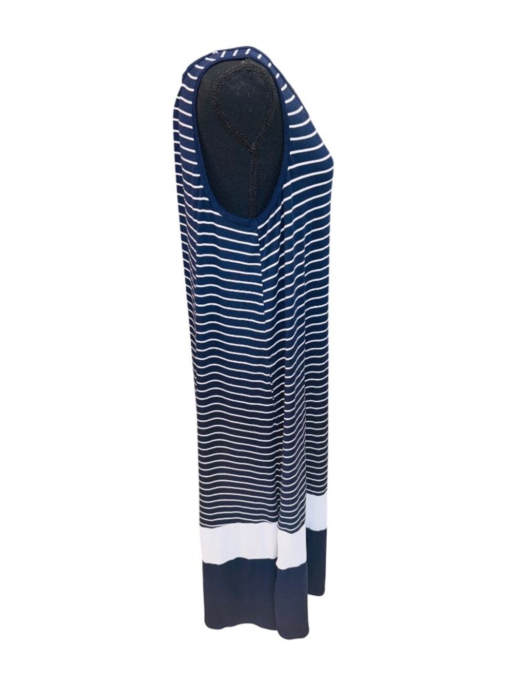 Donna Karan Soft Model Maxi Nightgown Striped Navy White Sleeveless Women L - Picture 5 of 7